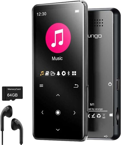 64GB MP3 Player with Bluetooth 5.2, Music Player Built-in Speaker, FM Radio, Voice Recorder, HiFi Sound, E-Book Function, Earphones Included in Saudi Arabia