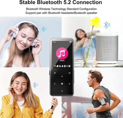 64GB MP3 Player with Bluetooth 5.2, Music Player Built-in Speaker, FM Radio, Voice Recorder, HiFi Sound, E-Book Function, Earphones Included in Saudi Arabia