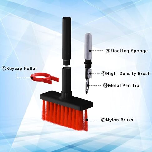5 in 1 Keyboard Cleaning Brush Kit, Multifunctional Earbuds Cleaner with Keycap Puller, Cleaning Tools for Mechanical Keyboard, PC Laptop and Earphone in Saudi Arabia