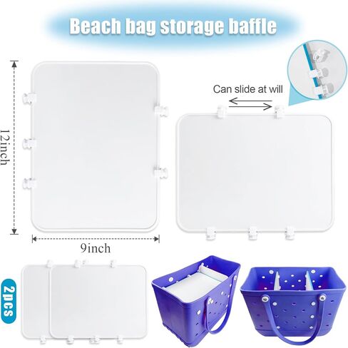 2 pcs Beach Bag Divider Tray for Bogg Bag, Organizer Tray Compatible with XL bogg bag Accessories, Help with Organizing your Bogg Bag and Divide Space (white) in Saudi Arabia
