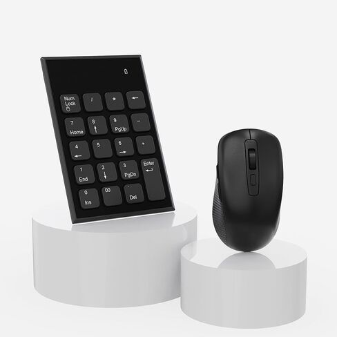 Wireless Number Pad and Mouse Combo - 2.4G 19 Key USB Keyboard Number Pad, 3 Adjustable DPI Mouse, Wireless Mouse and Numeric keypad for Laptop, Notebook, Desktop, PC Computer-Use One USB Receiver in Kuwait