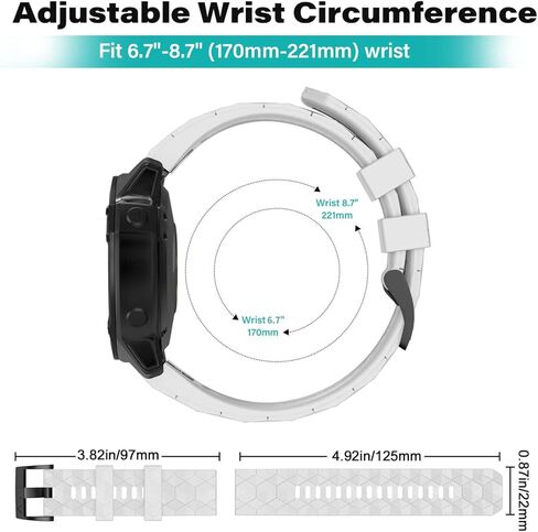 سوار ساعة OVERSTEP لـ Garmin Fenix ​​7/Fenix ​​6/Fenix ​​5، 22 مم، أحزمة بديلة من السيليكون سريعة التركيب لـ Forerunner 945/935، Approach S60/S62، D2 Delta، أبيض in Saudi Arabia