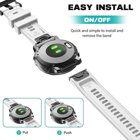 سوار ساعة OVERSTEP لـ Garmin Fenix ​​7/Fenix ​​6/Fenix ​​5، 22 مم، أحزمة بديلة من السيليكون سريعة التركيب لـ Forerunner 945/935، Approach S60/S62، D2 Delta، أبيض in Saudi Arabia
