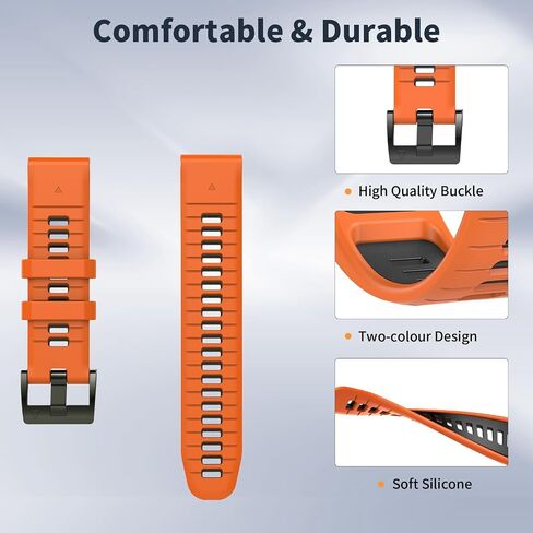 TiMOVO 22mm Sport Bands Compatible with Garmin Fenix 7/7 Pro/6/6 Pro/5/5 Plus/Sapphire/7 Solar, Soft Silicone Quick Release Watch Strap for Garmin Forerunner 965/955/945/935 in Saudi Arabia