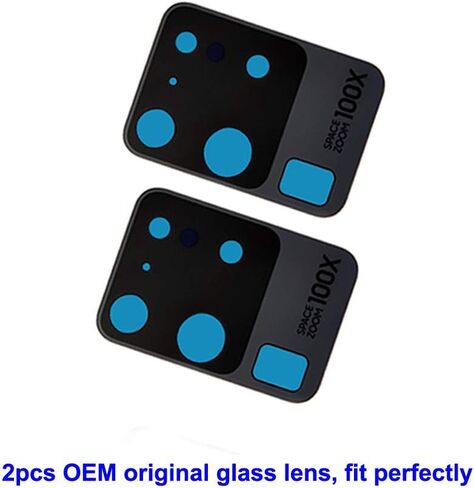 قطعتان من العدسات الزجاجية الخلفية الأصلية S20 Ultra من OEM لهاتف Samsung Galaxy S20 Ultra 6.9 بوصة 5G (جميع شركات النقل) مع لاصق مثبت مسبقًا مع مجموعة أدوات in Kuwait