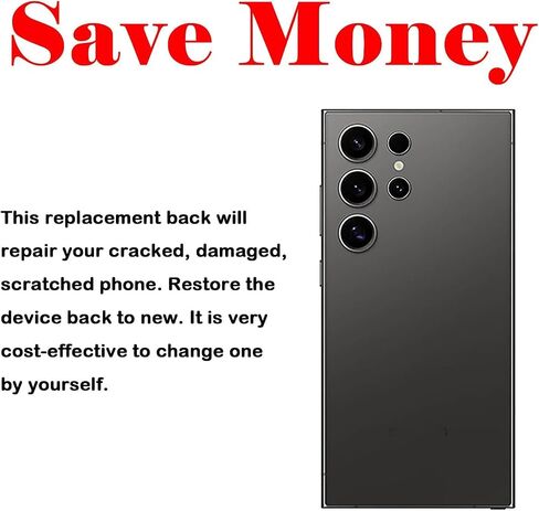 غطاء زجاجي خلفي لهاتف Galaxy S24 Ultra غطاء زجاجي خلفي لهاتف Samsung Galaxy S24 Ultra 5G مع أشرطة تثبيت مسبقة (رمادي تيتانيوم) in Kuwait