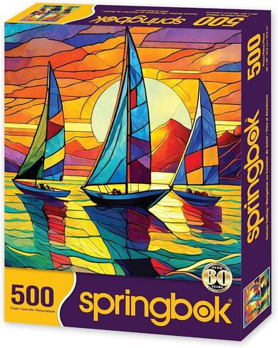أحجية الصور المقطوعة 500 قطعة من Springbok's Sunset Sailing للبالغين - قطع فريدة من نوعها - صنع في الولايات المتحدة الأمريكية in Saudi Arabia