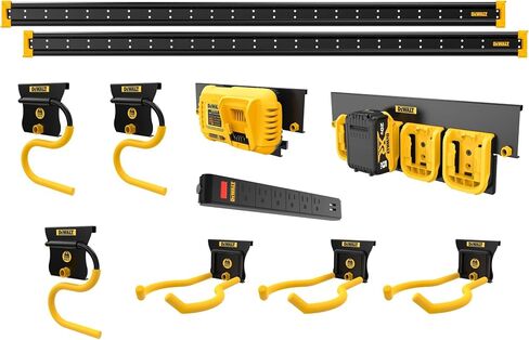 DEWALT Tool Organizer, Wall Mount, Kit for Lawn & Garden Tools, Includes Hooks, 2 Metal Rails, Charger Mount and Magnetic Power Strip, DEWALT Workshop Storage System Compatible (DWST82826) in Saudi Arabia