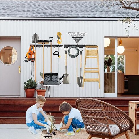 2 حزمة ممسحة وحامل مكنسة جدار جبل 4 رفوف و 5 السنانير مكنسة منظم تخزين أداة رفوف الفولاذ المقاوم للصدأ السنانير الثقيلة للمنزل المطبخ حديقة الغسيل المرآب in Kuwait