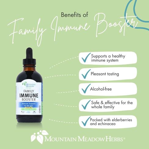 خلاصة تقوية المناعة العائلية من Mountain Meadow Herbs مع Sambucus Elderberry وEchinacea | الدعم المناعي الأمثل لجميع أفراد الأسرة | صبغة، 4 أوقية in Kuwait