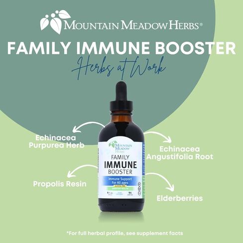 خلاصة تقوية المناعة العائلية من Mountain Meadow Herbs مع Sambucus Elderberry وEchinacea | الدعم المناعي الأمثل لجميع أفراد الأسرة | صبغة، 4 أوقية in Kuwait