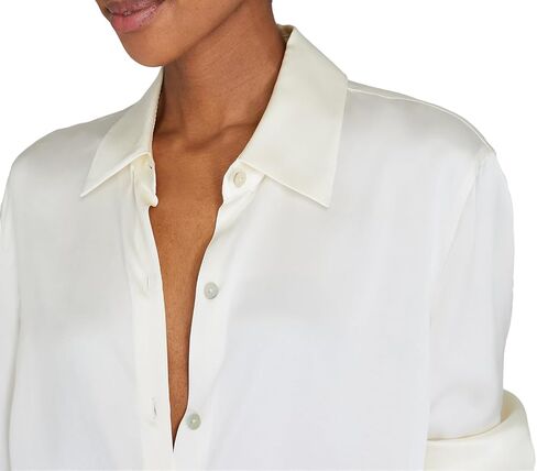 Club Monaco Women's Silk Charmeuse Button Down Shirt in Saudi Arabia