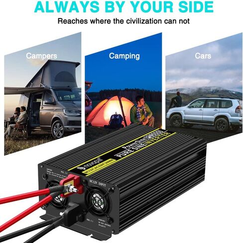 Novopal Pure Sine Wave Power Inverter 1000 Watt 12V DC to 110V/120V AC Converter 4 AC Outlets Car Inverter with One USB Port 16.4 Feet Remote Control and Two Cooling Fans black in Saudi Arabia