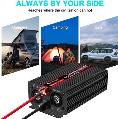 Novopal Pure Sine Wave Power Inverter 1000 Watt 12V DC to 110V/120V AC Converter 4 AC Outlets Car Inverter with One USB Port 16.4 Feet Remote Control and Two Cooling Fans black in Saudi Arabia
