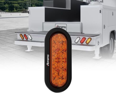 Abrams 6 Inch White 10 LED Trailer Tail Light - Oval Truck DOT Certified Reverse Back Up Lights – IP67 Waterproof RV Semi Truck Taillight – Bright LEDs Colored Lens, Grommet & Plugs Included - 2 Pack in Kuwait