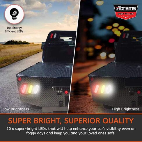Abrams 6 Inch White 10 LED Trailer Tail Light - Oval Truck DOT Certified Reverse Back Up Lights – IP67 Waterproof RV Semi Truck Taillight – Bright LEDs Colored Lens, Grommet & Plugs Included - 2 Pack in Kuwait