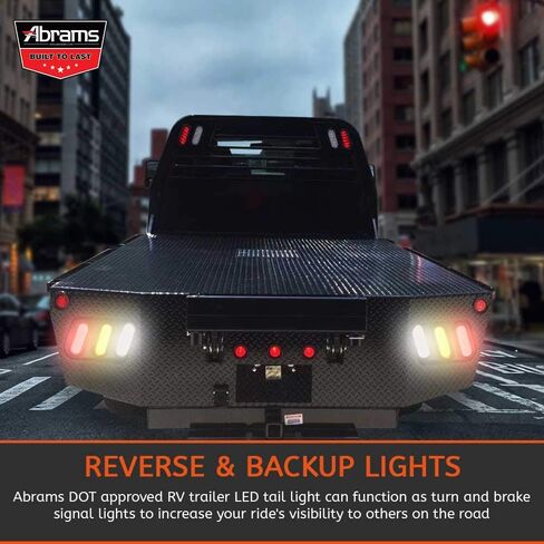 Abrams 6 Inch White 10 LED Trailer Tail Light - Oval Truck DOT Certified Reverse Back Up Lights – IP67 Waterproof RV Semi Truck Taillight – Bright LEDs Colored Lens, Grommet & Plugs Included - 2 Pack in Kuwait