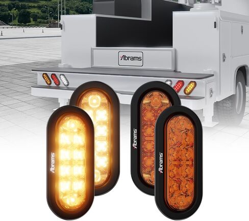 Abrams 6 Inch White 10 LED Trailer Tail Light - Oval Truck DOT Certified Reverse Back Up Lights – IP67 Waterproof RV Semi Truck Taillight – Bright LEDs Colored Lens, Grommet & Plugs Included - 2 Pack in Kuwait