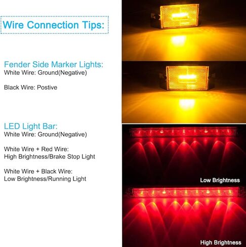مجموعة مصابيح المقطورة LED من LIMICAR، مجموعة مصابيح المقطورة لإيقاف تشغيل أضواء ذيل الشاحنة، مصابيح علامة المقطورة الكهرمانية، شريط ضوء معرف الفرامل الثالث، أضواء المقطورة لمقطورة المرافق in Kuwait