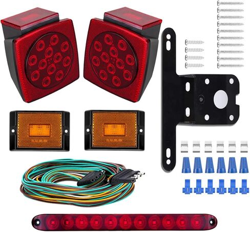مجموعة مصابيح المقطورة LED من LIMICAR، مجموعة مصابيح المقطورة لإيقاف تشغيل أضواء ذيل الشاحنة، مصابيح علامة المقطورة الكهرمانية، شريط ضوء معرف الفرامل الثالث، أضواء المقطورة لمقطورة المرافق in Kuwait