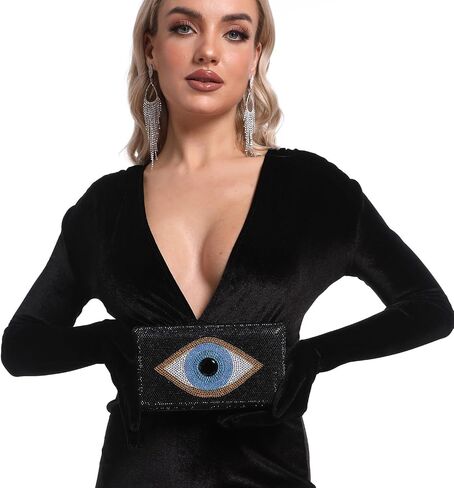 حقائب يد نسائية من Boutique De FGG عين الشر، حقيبة يد كريستالية سوداء، حقيبة رسمية للحفلات الراقصة، محفظة مسائية من حجر الراين in Saudi Arabia