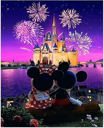 TINDAY DIY Acrylic Paint by Number Kits for Adults Kids Child Beginner Mickey DIY Canvas Painting by Numbers Minnie DIY Painting Acrylic Painting Paint by Numbers Castle 16x20 Inch in Saudi Arabia