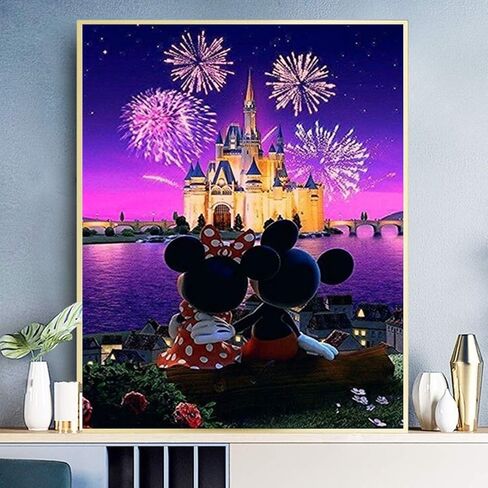 TINDAY DIY Acrylic Paint by Number Kits for Adults Kids Child Beginner Mickey DIY Canvas Painting by Numbers Minnie DIY Painting Acrylic Painting Paint by Numbers Castle 16x20 Inch in Saudi Arabia