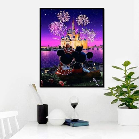 TINDAY DIY Acrylic Paint by Number Kits for Adults Kids Child Beginner Mickey DIY Canvas Painting by Numbers Minnie DIY Painting Acrylic Painting Paint by Numbers Castle 16x20 Inch in Saudi Arabia