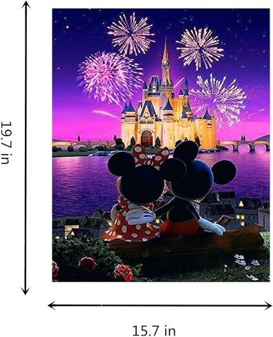 TINDAY DIY Acrylic Paint by Number Kits for Adults Kids Child Beginner Mickey DIY Canvas Painting by Numbers Minnie DIY Painting Acrylic Painting Paint by Numbers Castle 16x20 Inch in Saudi Arabia