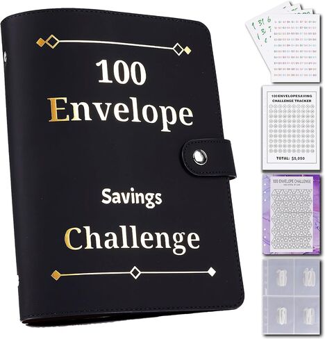 100 Envelopes Money Saving Challenge Binder, Soft Cover Money Saving Binder with Cash Envelopes & Cute Stickers. 100 Envelope Challenge to Save $5,050 in Saudi Arabia