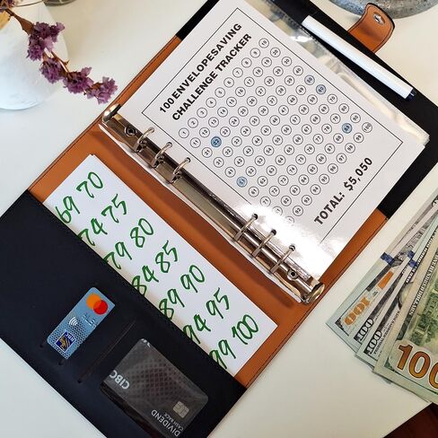 100 Envelopes Money Saving Challenge Binder, Soft Cover Money Saving Binder with Cash Envelopes & Cute Stickers. 100 Envelope Challenge to Save $5,050 in Saudi Arabia