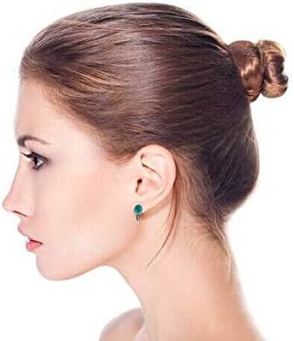 Simple Gemstone Round Bead Ball Stud Clip On Earrings For Women Non Piercing .925 Sterling Silver Birthstone Colors 8MM in Saudi Arabia