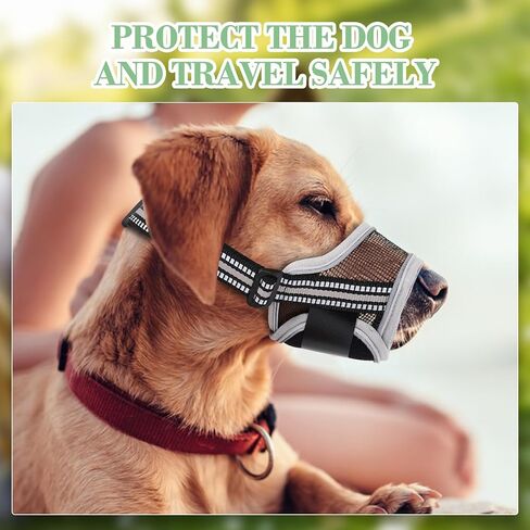 كمامة للكلاب، كمامة شبكية ناعمة قابلة للتنفس، كمامة شبكية هوائية للكلاب مع حزام عاكس وقابل للتعديل من أجل العض والمضغ، تسمح بالشرب، كمامة للكلاب الصغيرة (S، أسود) in Kuwait