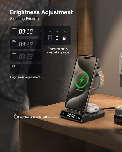 leChivée Wireless Charger for Apple Devices, 3 in 1 Wireless Charging Station Dock for iPhone 15 Pro Max/15 Pro/15/14/13/12, Apple Watch Charger for iWatch Ulltra 2/9/8/7/SE/6/5/4/3, AirPods Pro/3/2 in Saudi Arabia