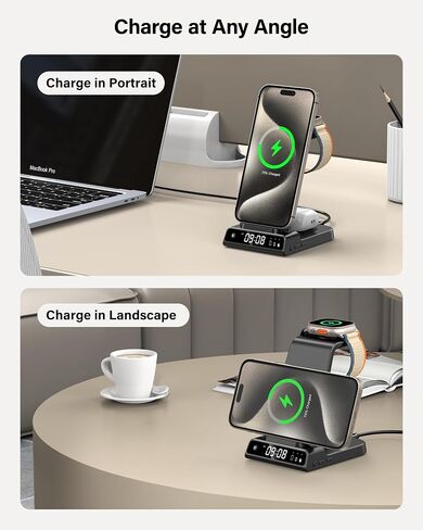 leChivée Wireless Charger for Apple Devices, 3 in 1 Wireless Charging Station Dock for iPhone 15 Pro Max/15 Pro/15/14/13/12, Apple Watch Charger for iWatch Ulltra 2/9/8/7/SE/6/5/4/3, AirPods Pro/3/2 in Saudi Arabia