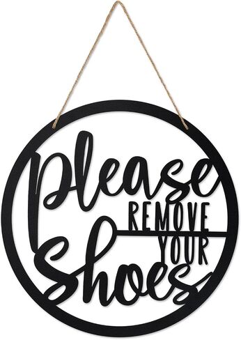 Please Remove Your Shoes Sign Metal Sign Rustic Funny Take your Shoes Off Porch Hanging Sign Round Hanger Wall Decorations for Living Room, Entryway, Door Hanger Farmhouse Porch Decor in Saudi Arabia