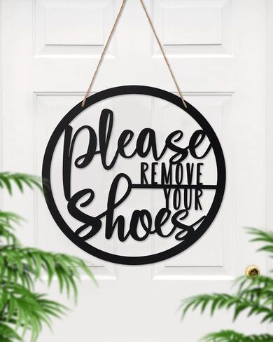 Please Remove Your Shoes Sign Metal Sign Rustic Funny Take your Shoes Off Porch Hanging Sign Round Hanger Wall Decorations for Living Room, Entryway, Door Hanger Farmhouse Porch Decor in Saudi Arabia