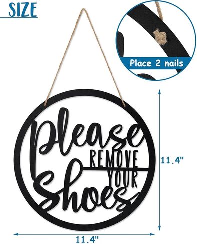 Please Remove Your Shoes Sign Metal Sign Rustic Funny Take your Shoes Off Porch Hanging Sign Round Hanger Wall Decorations for Living Room, Entryway, Door Hanger Farmhouse Porch Decor in Saudi Arabia