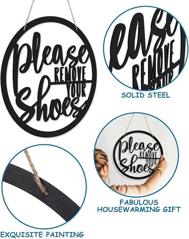 Please Remove Your Shoes Sign Metal Sign Rustic Funny Take your Shoes Off Porch Hanging Sign Round Hanger Wall Decorations for Living Room, Entryway, Door Hanger Farmhouse Porch Decor in Saudi Arabia