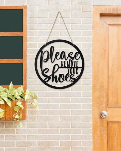 Please Remove Your Shoes Sign Metal Sign Rustic Funny Take your Shoes Off Porch Hanging Sign Round Hanger Wall Decorations for Living Room, Entryway, Door Hanger Farmhouse Porch Decor in Saudi Arabia