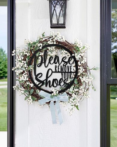 Please Remove Your Shoes Sign Metal Sign Rustic Funny Take your Shoes Off Porch Hanging Sign Round Hanger Wall Decorations for Living Room, Entryway, Door Hanger Farmhouse Porch Decor in Saudi Arabia