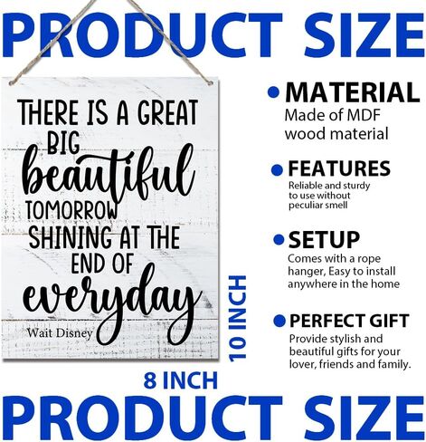 علامة ملهمة هناك علامات لوحة معلقة من الخشب الريفي لغد كبير وجميل لديكور مكتب غرفة نوم المزرعة المنزلية، علامة حائط ملهمة هدايا تحفيزية 7.9 × 10.3 بوصة (J671) in Kuwait