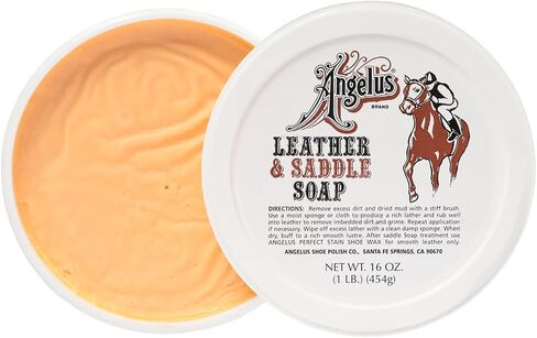 صابون Angelus Saddle للجلد (16oz) - منظف وبلسم عميق للجلد للأحذية والسروج والمزيد - صنع في الولايات المتحدة الأمريكية، 1 رطل كبير in Saudi Arabia