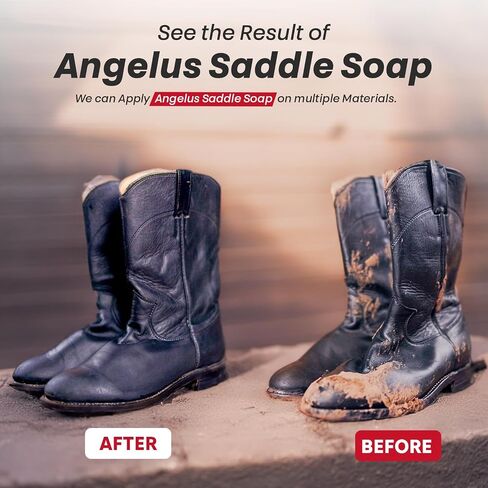 صابون Angelus Saddle للجلد (16oz) - منظف وبلسم عميق للجلد للأحذية والسروج والمزيد - صنع في الولايات المتحدة الأمريكية، 1 رطل كبير in Saudi Arabia