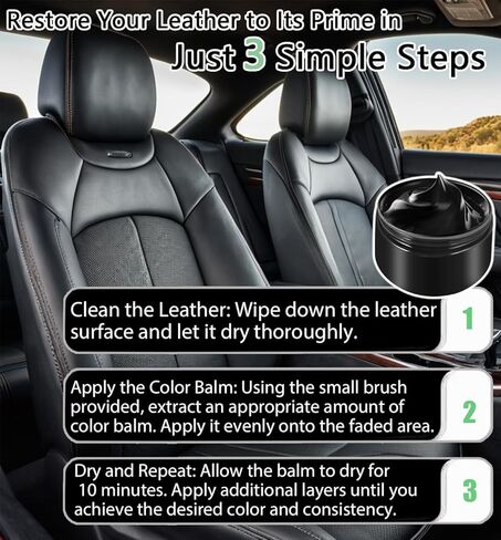 بلسم إعادة تلوين الجلد باللون الأسود، صبغ الجلد للأثاث، طلاء إصلاح طلاء الجلد الأسود للأرائك ومقاعد السيارة وحقيبة اليد وعجلة القيادة والسترات in Kuwait