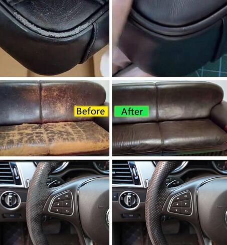 بلسم إعادة تلوين الجلد باللون الأسود، صبغ الجلد للأثاث، طلاء إصلاح طلاء الجلد الأسود للأرائك ومقاعد السيارة وحقيبة اليد وعجلة القيادة والسترات in Kuwait