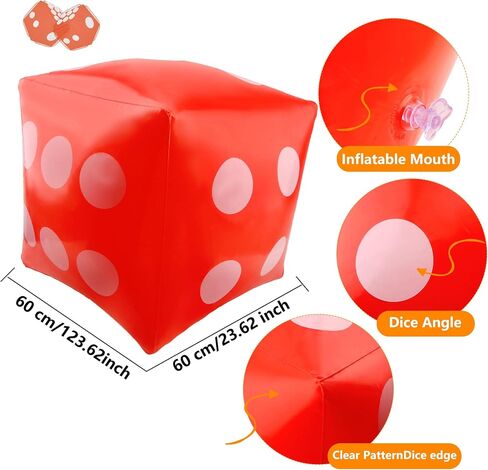 4 Pack 23 Inch Giant Inflatable Dice Jumbo Blow Up Dice Extra Large Dice for Adult Kids Indoor Outdoor Board Game Pool Party Supplies in Saudi Arabia
