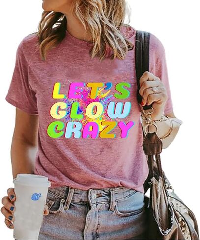 قميص Let's Glow Crazy طويل الأكمام للنساء من قميص عتيق برسومات 80 و90 in Kuwait