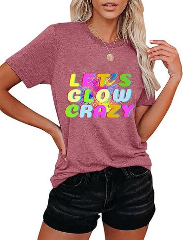 قميص Let's Glow Crazy طويل الأكمام للنساء من قميص عتيق برسومات 80 و90 in Kuwait