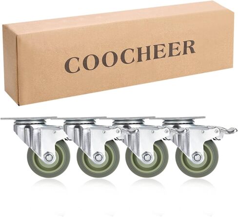 عجلات دوارة متينة من مادة PVC مقاس 4 بوصات من COOCHEER تحمل كرة قابلة للقفل بوزن 2200 رطل (مجموعة من 4) - أحمر in Kuwait